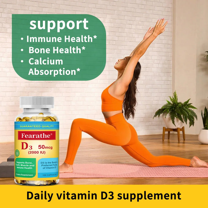 Vitamin D3 2000 IU (50 mcg) Capsules, Extra Strength Vitamin D Supplement for Bone and Immune Health Support,Dietary Supplement