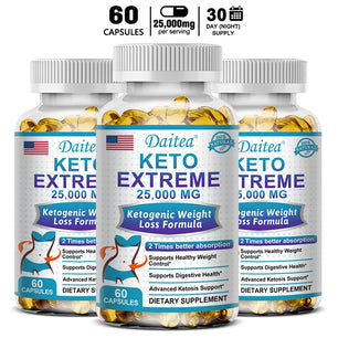Daitea Keto Supplement 25000mg – Supports healthy eating, weight management, supports immunity, 120 capsules supplements