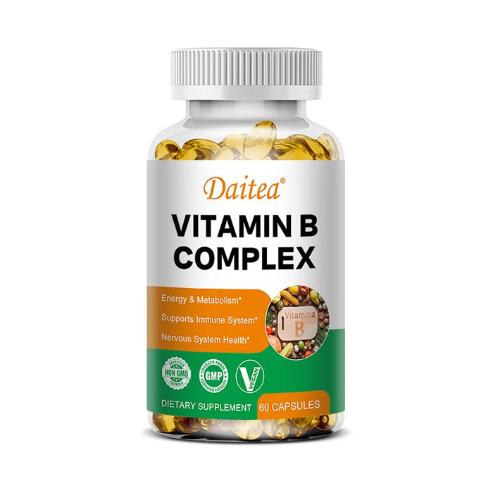 Daitea Compound VitaminB Capsules VB B1 B2 B3 B5 B6 B7 B9 B12 Better Mood Assists Nervous System &Energy Support Supplement
