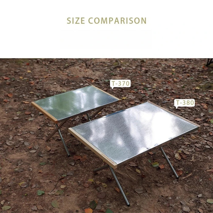 Portable Outdoor Camping Table with Storage Bag, Stainless Steel, Wooden Side, BBQ and Picnic