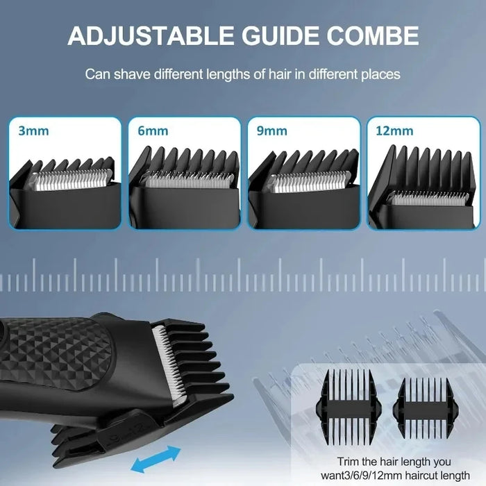 Men's Electric Body Hair Trimmer Rechargeable Shaver Ceramic Blades Waterproof Personal Care Grooming Tools