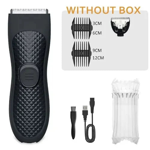 Men's Electric Body Hair Trimmer Rechargeable Shaver Ceramic Blades Waterproof Personal Care Grooming Tools