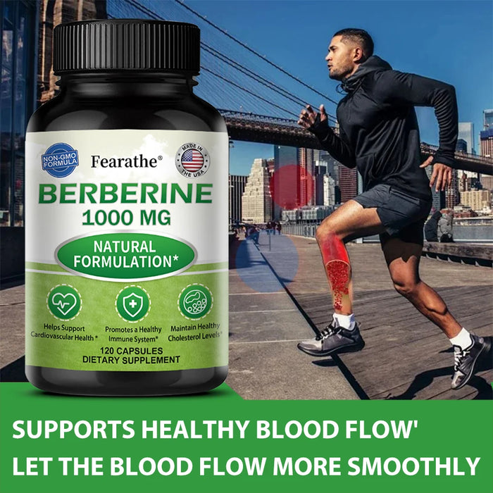 Berberine 1000 Mg Supplement, Highly Absorbed, Supports Cardiovascular Health, Regulates Gut Flora Balance, Improves Digestion