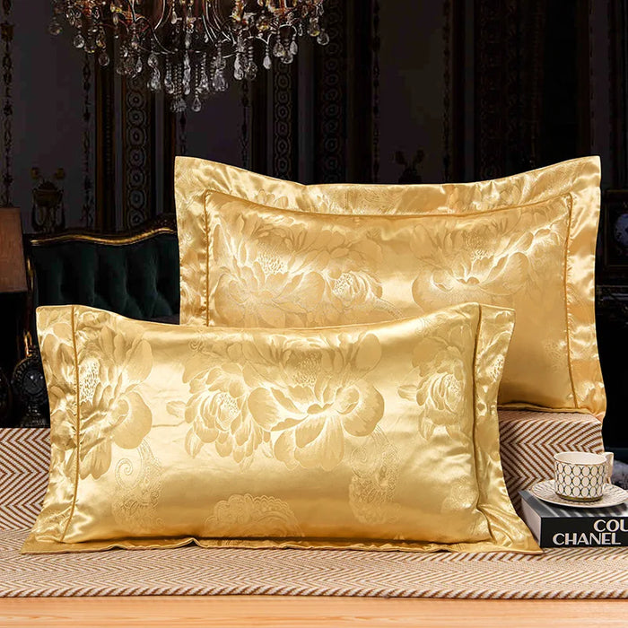 1 Pair Satin Jacquard Pillowcase Soft Smooth Bedding Cushion Cover 48*74cm Mulberry Satin Pillow Cover