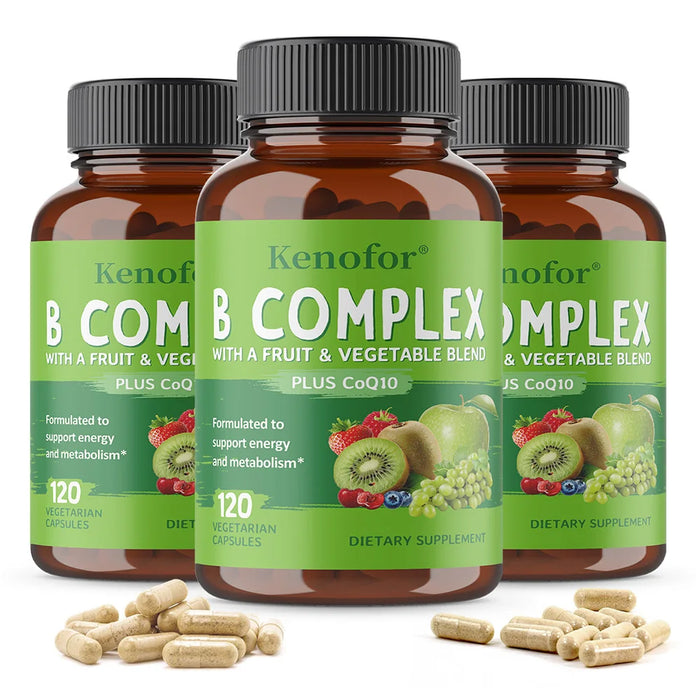 B Vitamins Supplement, with Vitamins B1,B2,B3,B5,B6,B12 and Folic Acid,Metabolic Support,Skin Health,Enhance Memory,Improve Mood