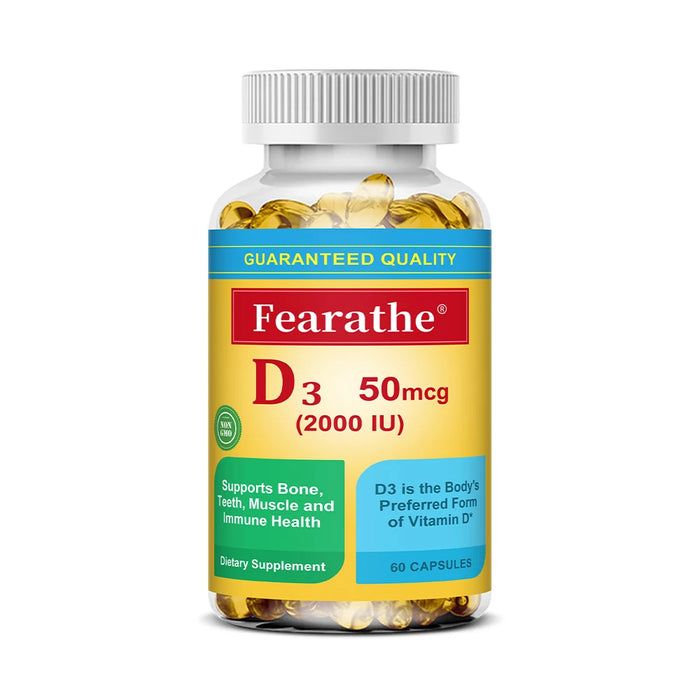 Vitamin D3 2000 IU (50 mcg) Capsules, Extra Strength Vitamin D Supplement for Bone and Immune Health Support,Dietary Supplement