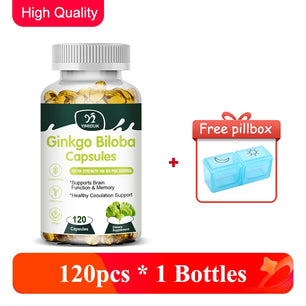 Pure Ginkgo Biloba Capsules, Support Promote Blood Circulation, Antioxidant, Supports Brain Function & Memory, Mood Stabilizer