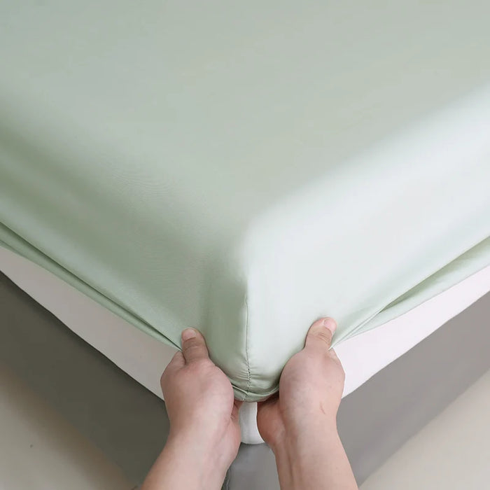 Home Bedding Fitted Sheet Set Bamboo Green Lyocell Fiber Mattress Cover&Pillowcase Eucalyptus Customized Sheet Set Deep Pocket