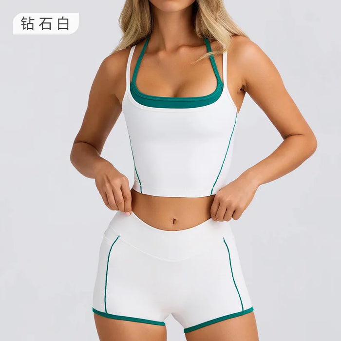 Sports Underwear Vest Shorts Suspender Bra Beauty Back Pilates Skinny High Elastic Fitness Running Yoga Set  Clothes for Women