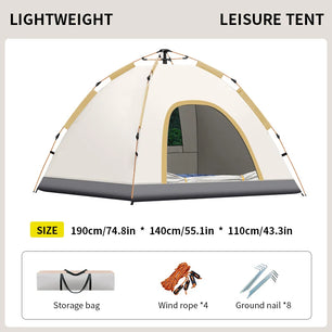 1 Outdoor Camping Tent for Overnight Stay, Fully Automatic, Quick Setup, No Assembly, Foldable, Double Layer