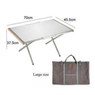 Portable Outdoor Camping Table with Storage Bag, Stainless Steel, Wooden Side, BBQ and Picnic