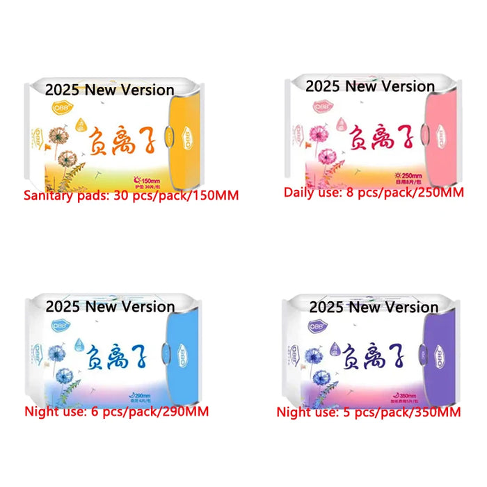 4Packs Women Sanitary Towel Daily Use Panty Liners Ladies Menstrual Pads Anion Sanitary Pads Cotton Negative ion Pads,Mixed Size