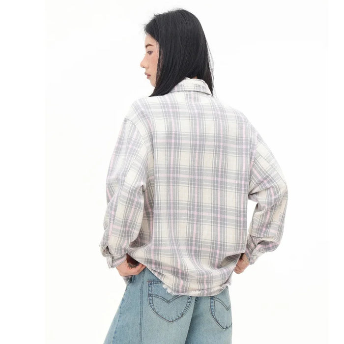 Fashion Women's Blouses Trend 2025 Stylish Women's Plaid Shirts Women's Luxury Tops Mark Cotton Long Sleeve Blouses for Women