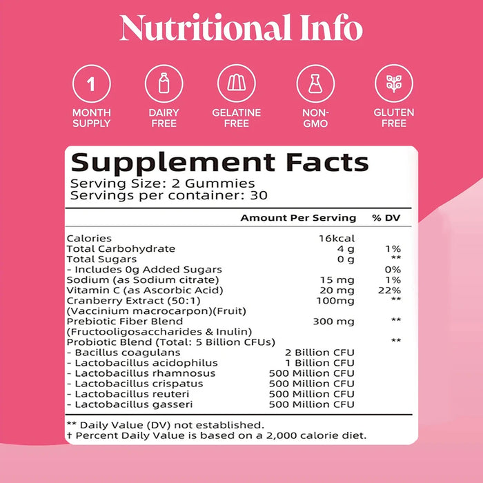 Women's Probiotic Gummies for Immune, Vaginal, Digestive & Gut Health - Supports Occasional Constipation, Bloating, Odor Control