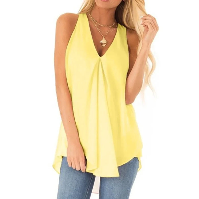 Womens Blouse Tops 2025 Ladies Summer White Chiffon Blouse Ruffle Sleeveless Pullover Female Shirt Blusas femininas elegantes