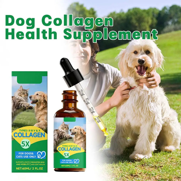 Dog Collagen Health Drops - Gentle Formula Joint Care Hair Care Support Skin and Hair Health Pet Nutritional Supplement