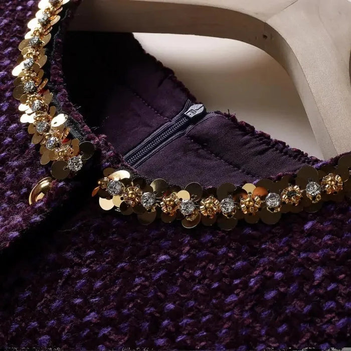 Womens Dresses Small Fragrant Tweed Vest Skirt Beaded Sequined Tweed A word Loose Dress 2025 Spring and Autumn new Women's Dress