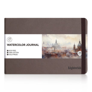Lightwish Watercolor Journal, 100% Cotton Art Supplies Watercolor Paper 7.6” x 5.1”, 20 Sheets (140lb/300g) for Painting
