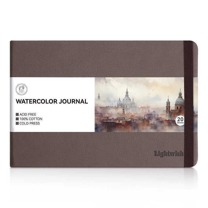 Lightwish Watercolor Journal, 100% Cotton Art Supplies Watercolor Paper 7.6” x 5.1”, 20 Sheets (140lb/300g) for Painting