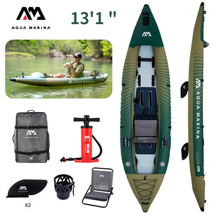 AQUA MARINA CALIBER Kayak Inflatable Boat for Fishing 2 People Kayaking Water Sports Boat Canoe PVC Dinghy Raft Seat 398x98cm