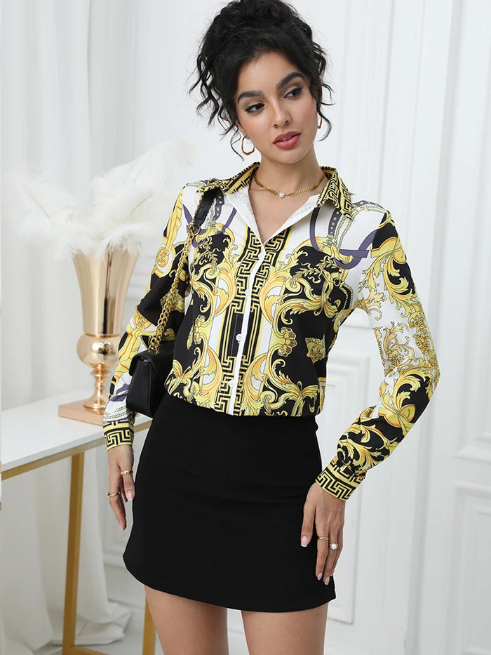 Stylish Women Blouse for a Chic Look Fashion printing office ladies shirts tops blusa mujer
