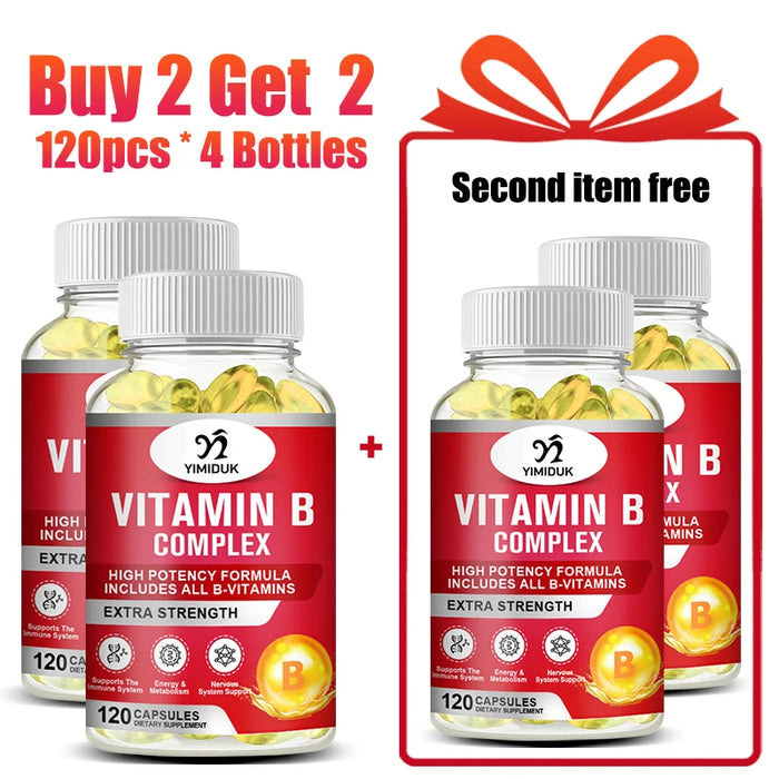 High Strength Vitamin B Complex Supplement, with Vitamin C, for Stress & Fatigue Relief, Metabolism & Heart Health, Women & Men