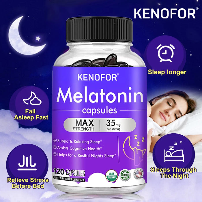 Melatonin 20 Mg Capsules - Helps with Relaxation, Improves Sleep Quality, Promotes Deep Sleep, Boosts Energy, and Balances Mood