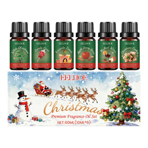 Relaxing Christmas Aromatherapy Essential Oil Set - Natural Scented Oils for Indoor Air, Stress Relief, Comfortable Holiday Mood