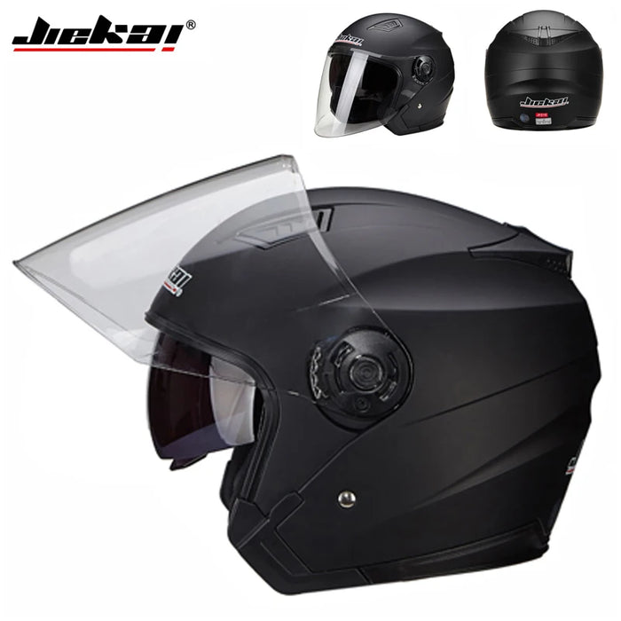 JIEKAI Motorcycle Half Helmet Men Dual Lens Scooter Moto Casco Village Riding Capacete De Moto Motocross Helmets