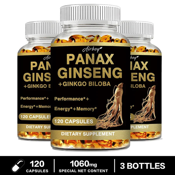 Panax Ginseng + Ginkgo Biloba - Increases Energy, Mood, Stamina & Performance Supports Mental Health