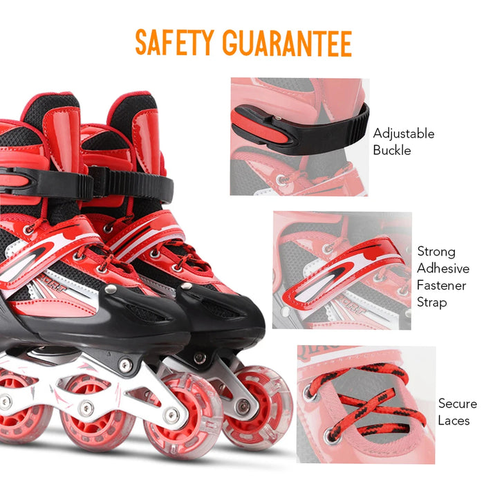 Adjustable Illuminating Inline Skates with Light Up Wheels for Kids and Adults for Girls and Boys Men and Women