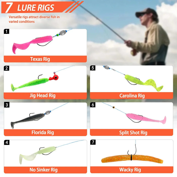 Fishing Lures Tackle Box with Crankbaits, Spoon, Hooks, Weights & Other Accessories, Fishing Bait Lure Gear Kit Gifts for Men