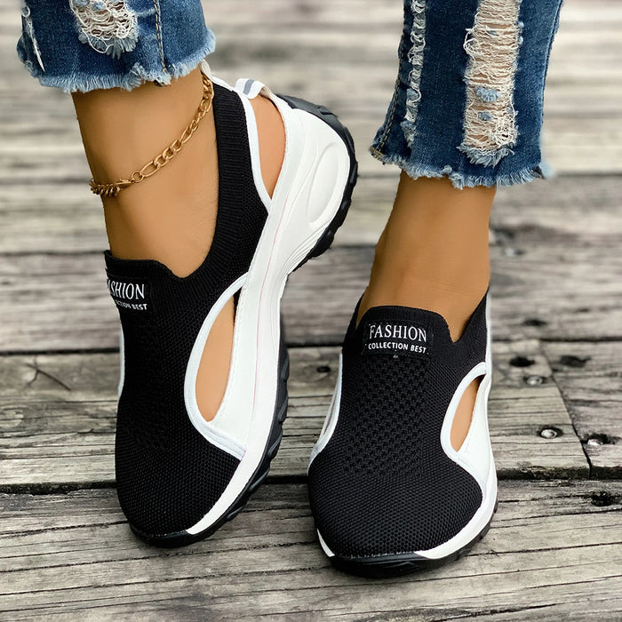 Women's Sport Shoes New Outdoor Wear Soft Bottom Anti-Slip Breathable Hollow out Slip-On Sneakers