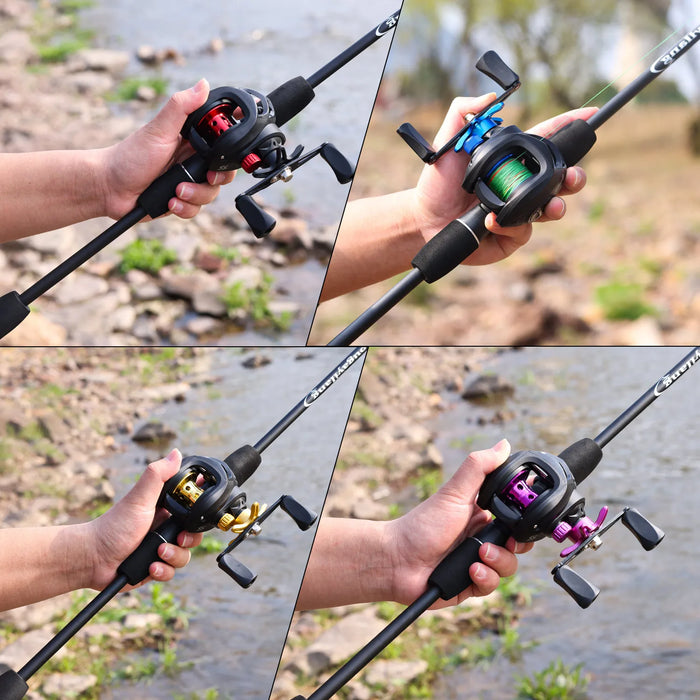 Sougayilang Fishing Rod Reel Combo Lightweight and High Carbon Casting Rod 7.2:1 Gear Ratio Baitcasting Reel With Line as A Gift