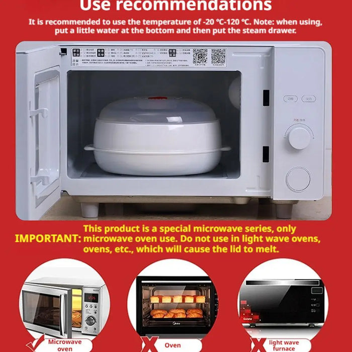 Vegetable Steamer Food Grade Microwave Oven Steamer Microwave Dish Reinforced Multifunctional Steamer For Kitchen Home