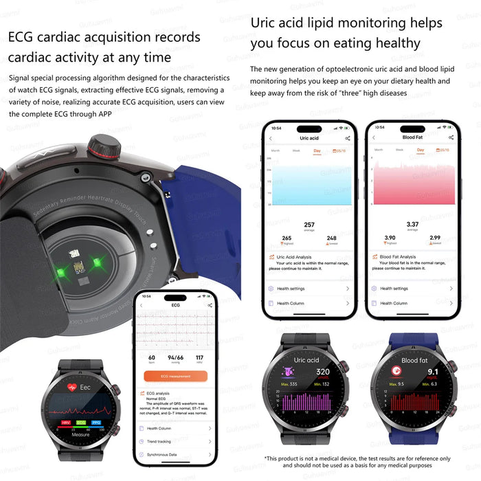 2025 Health Smart Watch NFC ECG Air Pump Blood Pressure Blood oxygen ECG+PPG Bluetooth Call NFC SmartWatch For Men Women Airbag