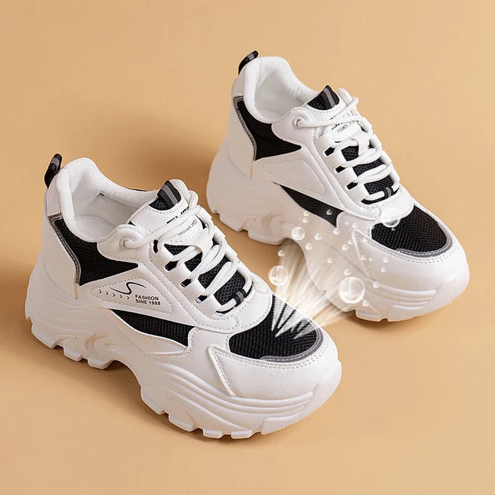 Women's Sport Shoes Spring Autumn New Color Block Sneakers Lightweight Running Shoes Casual Thick Bottom Tennis Vulcanize Shoes