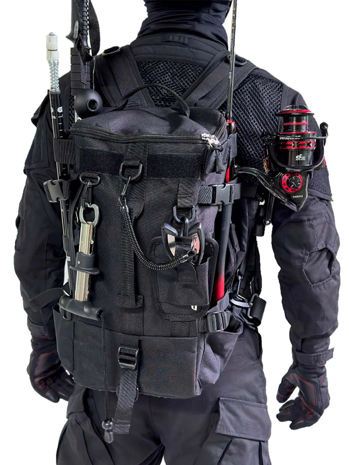 Fishing Backpack, Portable Large Capacity Fishing Gear Bag with Rod Holder, Outdoor Sports Backpack for Fishing Hiking Camping