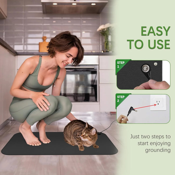 Grounding Mat for Sleep 30x60cm Wellness Natural Earthing Pad to Improve Circulation, Reduce Inflammation & Ease Pain/Anxiety