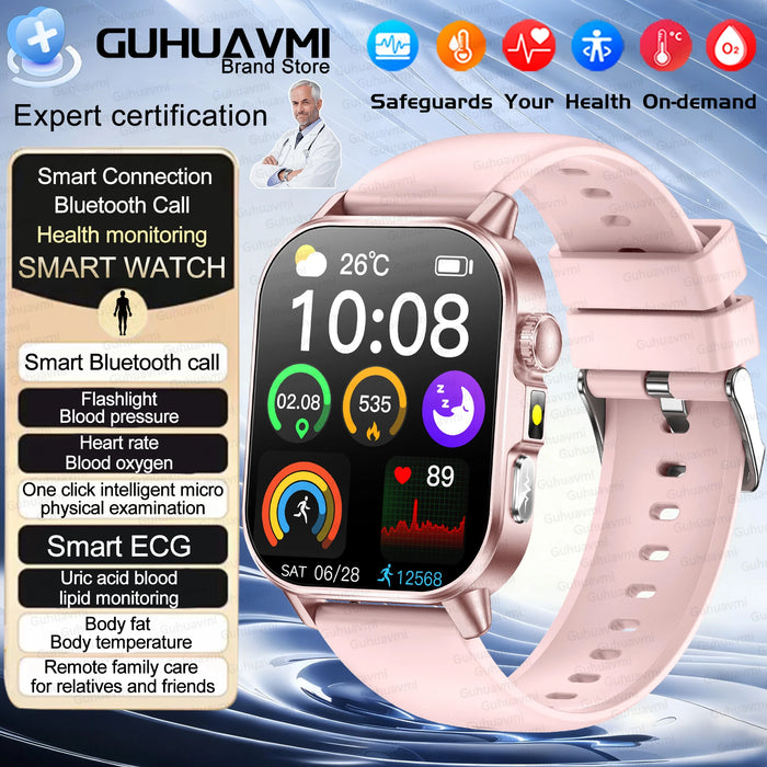 2026 New ECG + PPG Smart Healthy Diagnosis Surveillance Women Body Analysis Blood Pressure Lipid Uric Acid Health SmartWatch Men