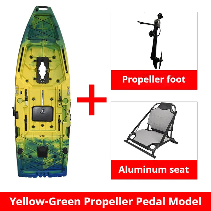 2-Seater Modular Kayak, Electric/Pedal-Driven HDPE Canoe with Aluminum Seats, Portable Fishing Boat for Lake & Ocean Recreation