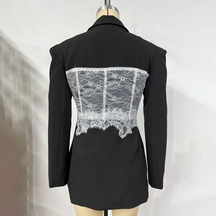 Lace Patchwork Suit Women's Clothing Fashionable and Sexy Hot Girl 2025 Summer Fashion New Jackets