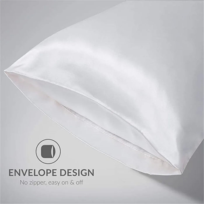 2pcs/lot Solid Silky Satin Skin Care Pillowcases Hair Anti Pillow Case Queen Size Envelope Pillow Covers for Home Hotel Travel