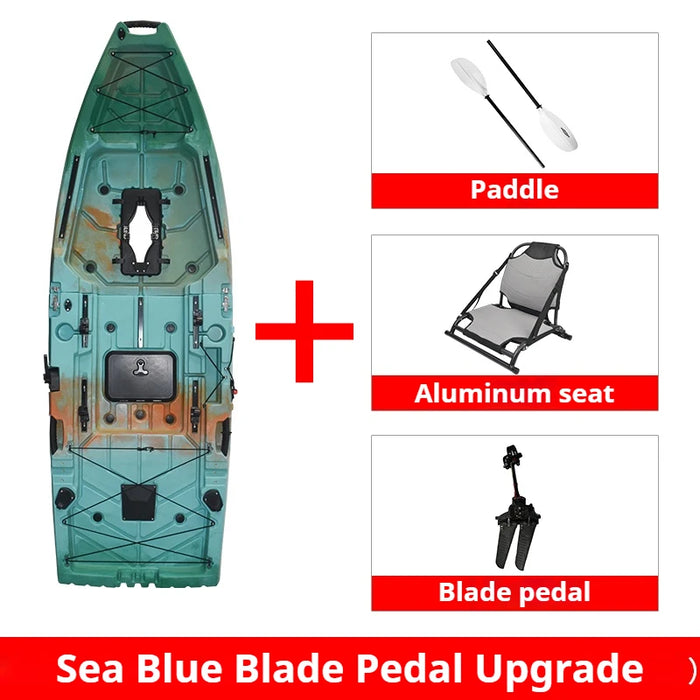 2-Seater Modular Kayak, Electric/Pedal-Driven HDPE Canoe with Aluminum Seats, Portable Fishing Boat for Lake & Ocean Recreation