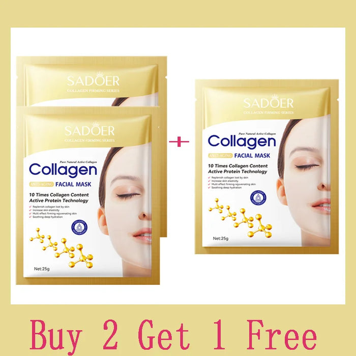 10PCS Collagen Anti Wrinkle Facial Mask Anti Aging Fade Fine Lines Firm Skin Moisturizing Brightening SkinCare Korean Cosmetics