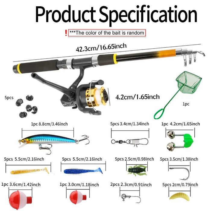 Lure Fishing Rod Set Sea Fishing with Bait Hard Bait and Soft Bait Set Fishing Gear Accessories Suitable for Beginners