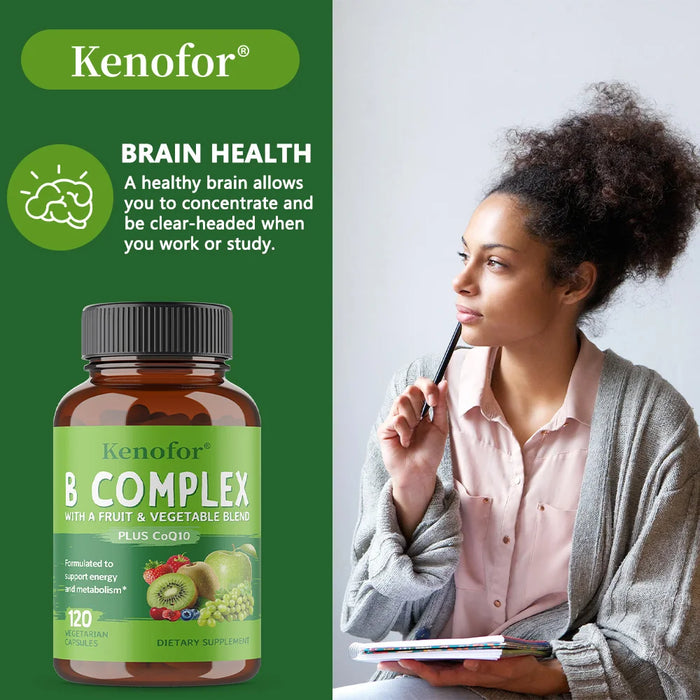 B Vitamins Supplement, with Vitamins B1,B2,B3,B5,B6,B12 and Folic Acid,Metabolic Support,Skin Health,Enhance Memory,Improve Mood