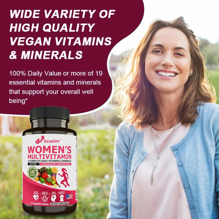 Multivitamin for Women + Stress Support with 21 Daily Vitamins and Minerals - Support Immunity, Hair, Skin & Nails, Non-GMO