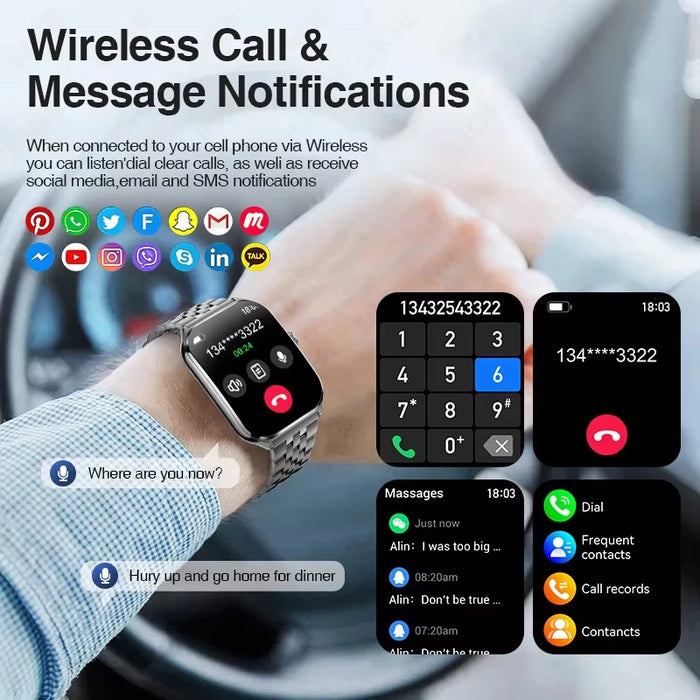 New Ultra-Thin Smartwatch for Men Women -  Bluetooth Call  with IP67 ， GPS Tracking, All-Day Health Monitor ， Fitness Watch