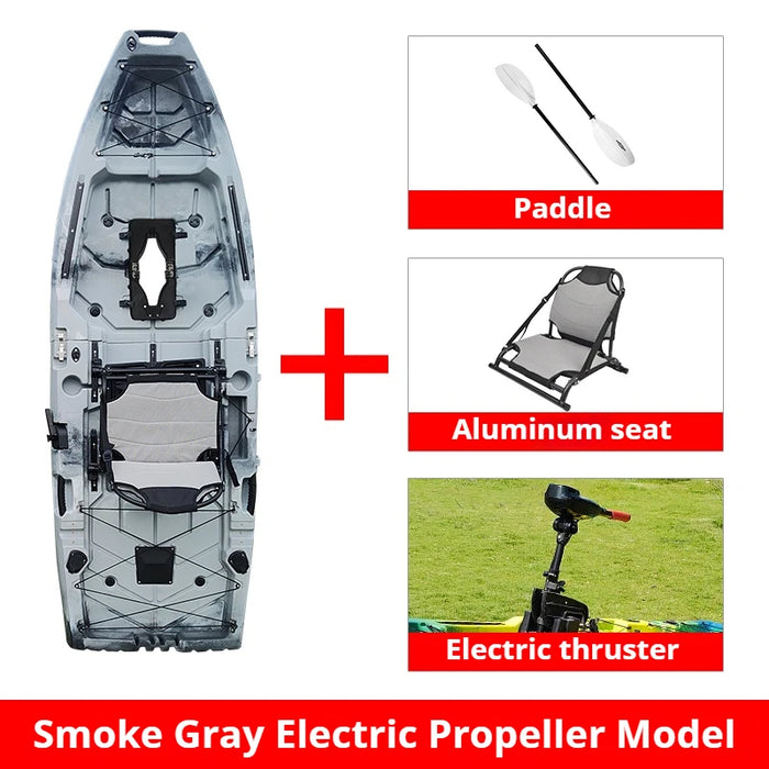 2-Seater Modular Kayak, Electric/Pedal-Driven HDPE Canoe with Aluminum Seats, Portable Fishing Boat for Lake & Ocean Recreation